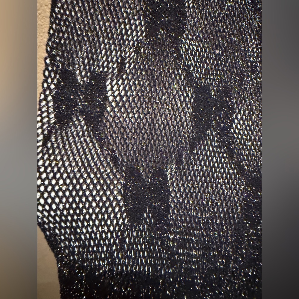 New Authentic Gucci GG Supreme Logo Tights Black Silver Size L - Picture 5 of 12